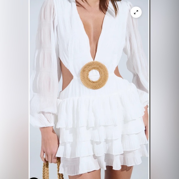 AKIRA White Cutout Ruffled Mini Dress - Picture 4 of 8